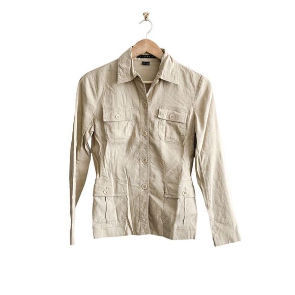 Theory Womens Saffron B  Blazer Linen Long Sleeve Button Front Career Tan Small - Picture 1 of 8